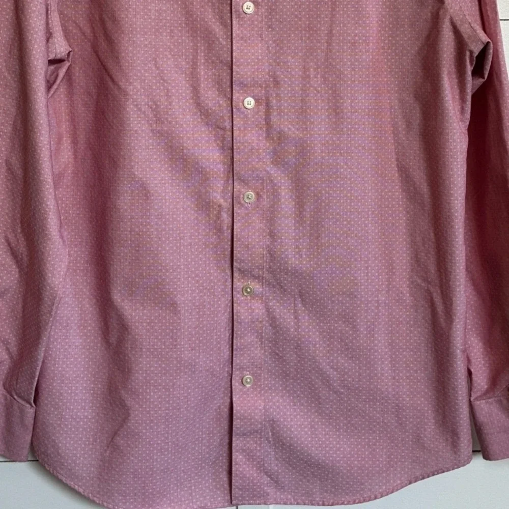 Banana Republic Mens M Pink Micro Dot Non Iron Slim Fit Button Down Shirt